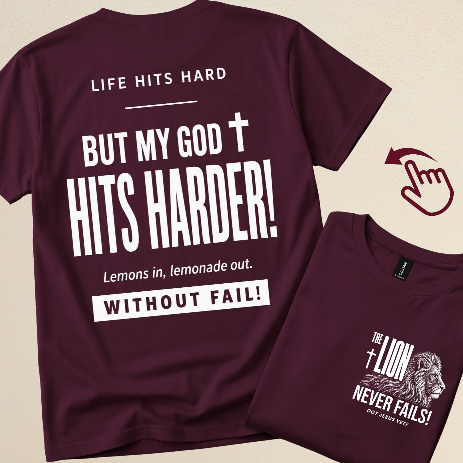 Life hits hard but My God Hits Harder! Lemons in, Lemonade out. | Christian  T-Shirt